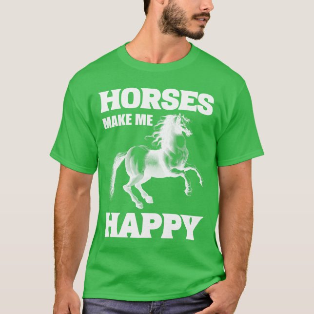 Hästar gör mig till Lycklig Riding Instructor-fami T Shirt (Framsida)