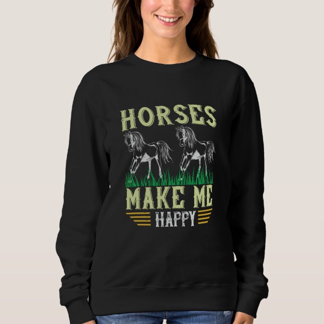 Hästar gör mig till Lycklig T Shirt (Framsida)