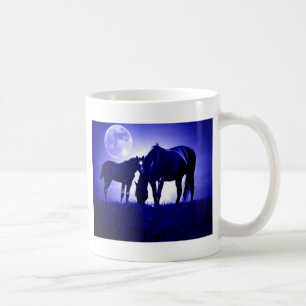 Hästar i blå natt kaffemugg
