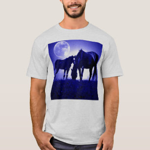 Hästar i blå natt t shirt