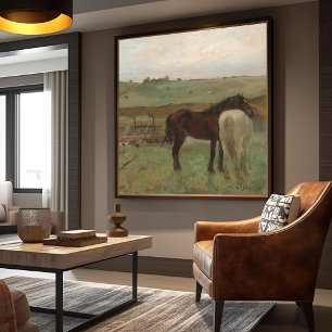 "Hästar i en ängsmålning" av Edgar Degas Canvastryck