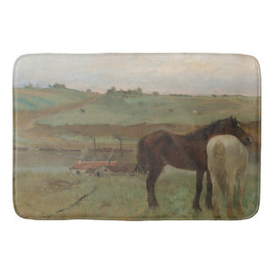 Hästar i en ängsmark, Oljemålning, Edgar Degas Badrumsmatta