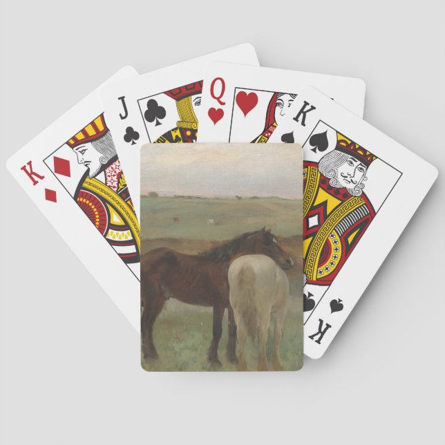 Hästar i en ängsmark, Oljemålning, Edgar Degas Casinokort (Baksidan)