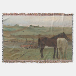 Hästar i en ängsmark, Oljemålning, Edgar Degas Filt