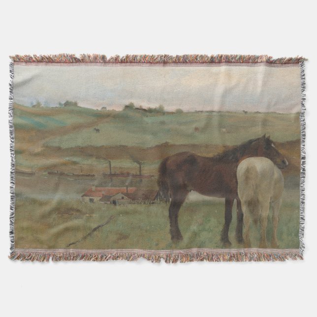 Hästar i en ängsmark, Oljemålning, Edgar Degas Filt (Framsidan)