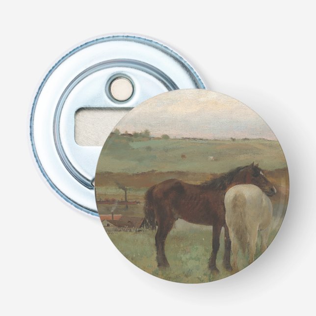 Hästar i en ängsmark, Oljemålning, Edgar Degas Flasköppnare (Framsidan)