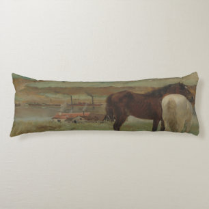 Hästar i en ängsmark, Oljemålning, Edgar Degas Kroppskudde