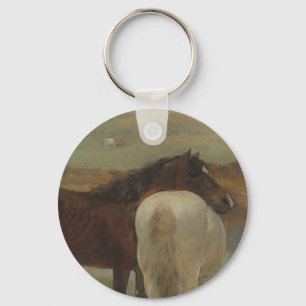 Hästar i en ängsmark, Oljemålning, Edgar Degas Nyckelring