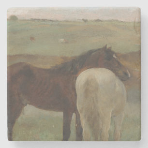 Hästar i en ängsmark, Oljemålning, Edgar Degas Stenunderlägg