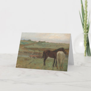Hästar i en ängsmark, Oljemålning, Edgar Degas Tack Kort