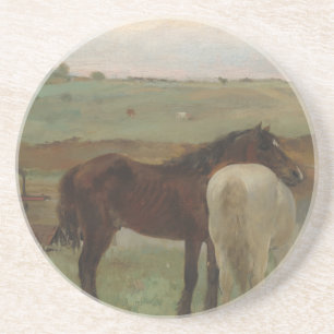 Hästar i en ängsmark, Oljemålning, Edgar Degas Underlägg