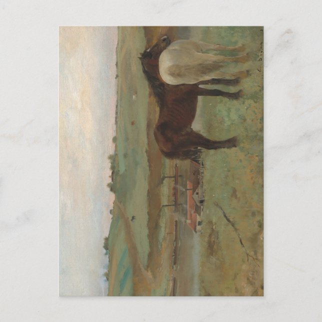 Hästar i en ängsmark, Oljemålning, Edgar Degas Vykort (Framsida)