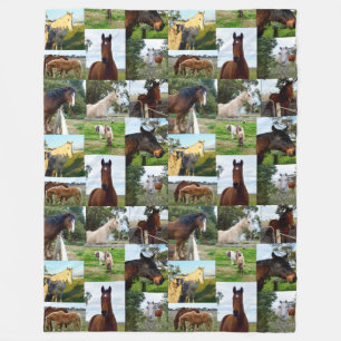 Hästar i en fotomaket, stor Fleece Blanket.