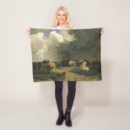 Hästar i en regnstorm (häst) fleecefilt