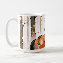 Hästar i en röd skog kaffemugg