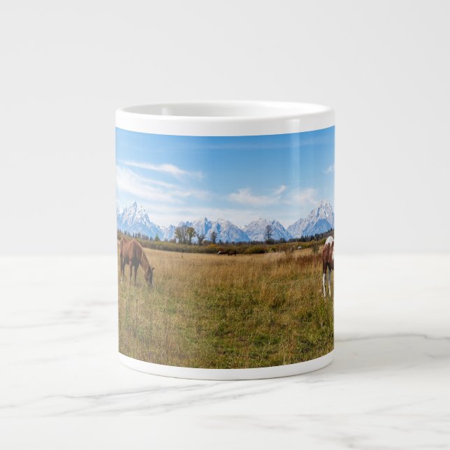 Hästar i Grand Teton nationalpark Jumbo Mugg (Framsidan)