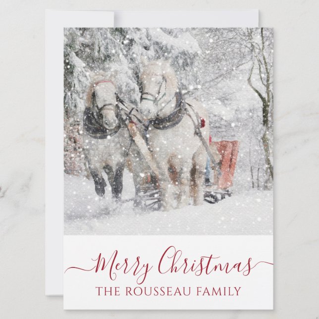 Hästar i julinbjudan till Winter Snö Helgdag Inbjudningar (Framsida)