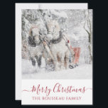 Hästar i julinbjudan till Winter Snö Helgdag Inbjudningar<br><div class="desc">Serenhästar som drar i sömnen på vinterjullkortet snö Julhälsningar. God jul på skripttypografi.</div>