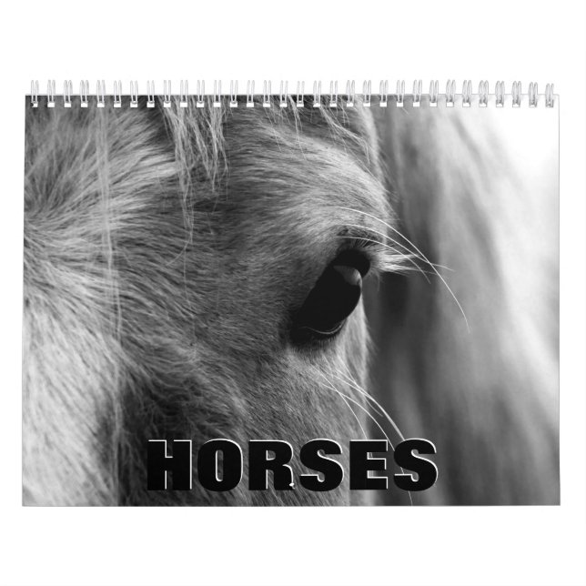 Hästar i kalender för svartvita väggar (Omslag)