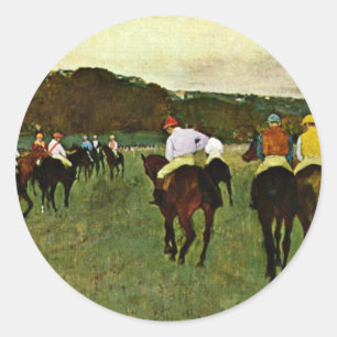 Hästar i Longchamp av Edgar Degas Runt Klistermärke