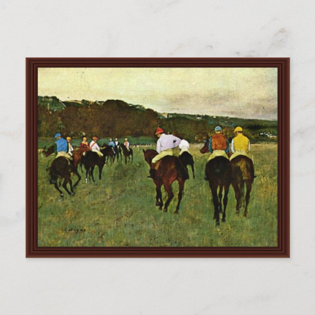 Hästar i Longchamp av Edgar Degas Vykort (Framsida)