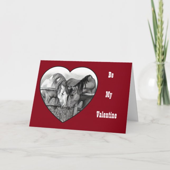 Hästar i Pencil: Kärlek: Valentine: Horse Sense Helgkort (Framsida)