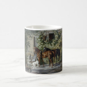 Hästar i Porch (av Albrecht Adam) Kaffemugg