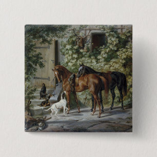 Hästar i Porch (av Albrecht Adam) Knapp