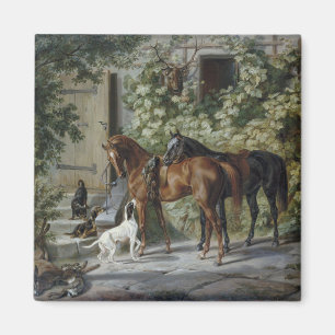 Hästar i Porch (av Albrecht Adam) Magnet