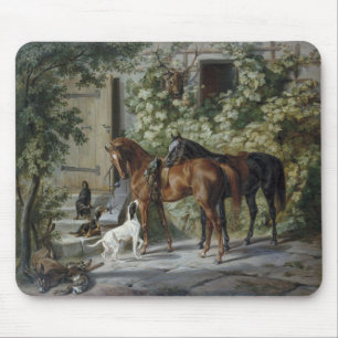 Hästar i Porch (av Albrecht Adam) Musmatta