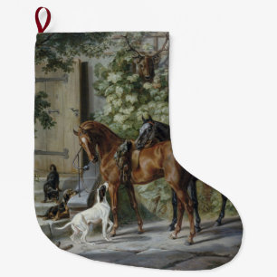 Hästar i Porch (av Albrecht Adam) Stor Julstrumpa