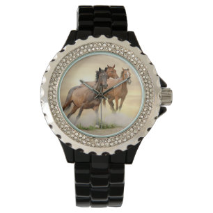 Hästar i solnedgång armbandsur