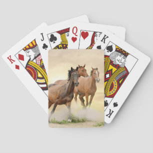 Hästar i solnedgång spel kort