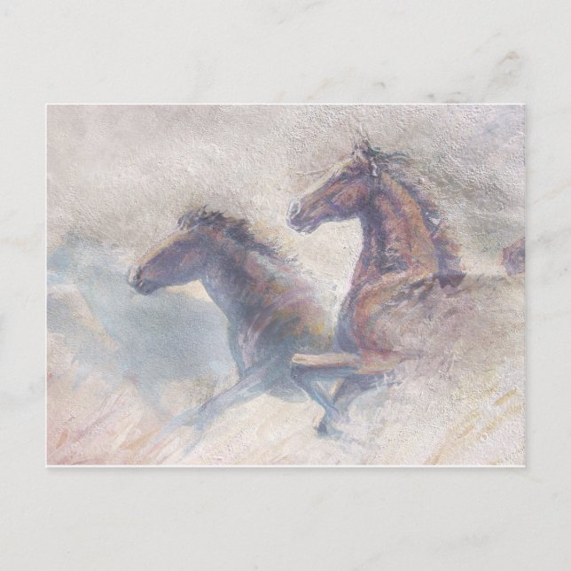Hästar i Stampede Vykort (Framsida)