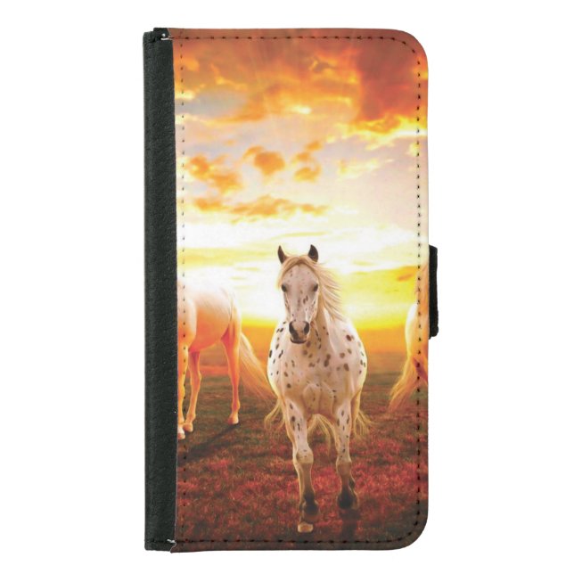 Hästar i sunset dekorativ kudde plånboksfodral för samsung galaxy s5 (Framsidan)