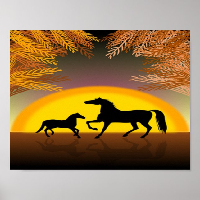 hästar i sunset poster (Framsidan)