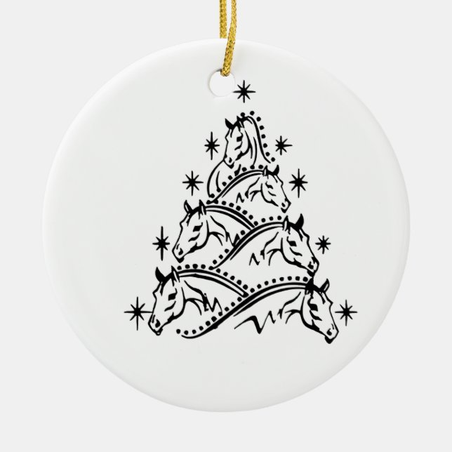 Hästar Julgran Equestrian Holiday Xmas Julgransprydnad Keramik (Framsidan)