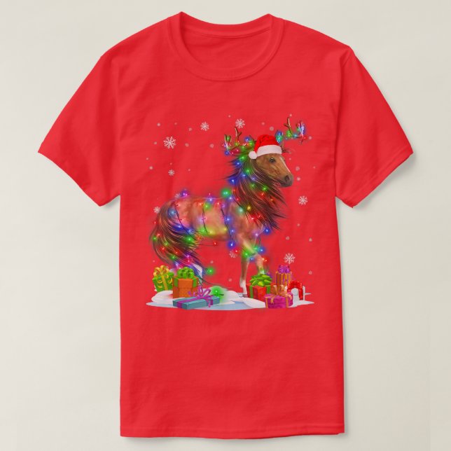 Hästar Julgran Light Pajama Animal Julafton332 T Shirt (Design framsida)