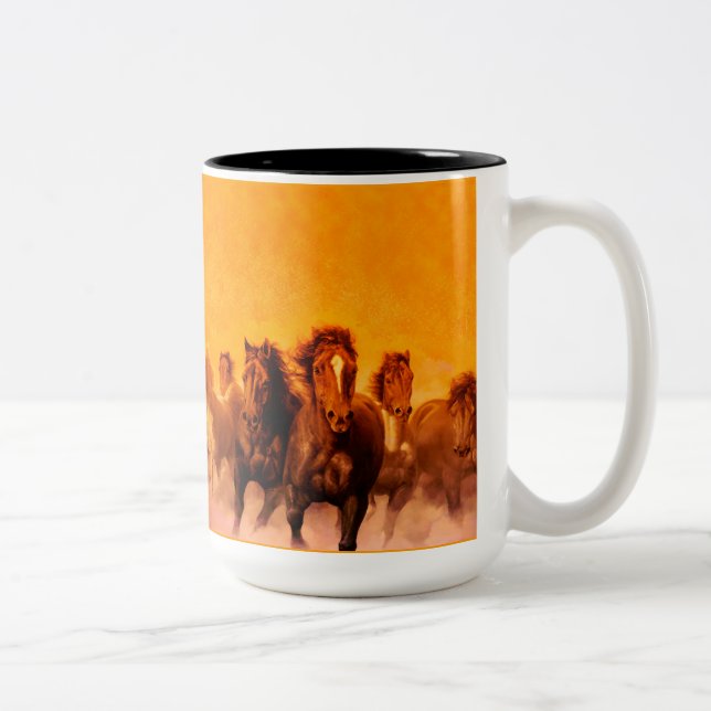 Hästar - Kaffe-, Tekopp, Mugge Två-Tonad Mugg (Höger)