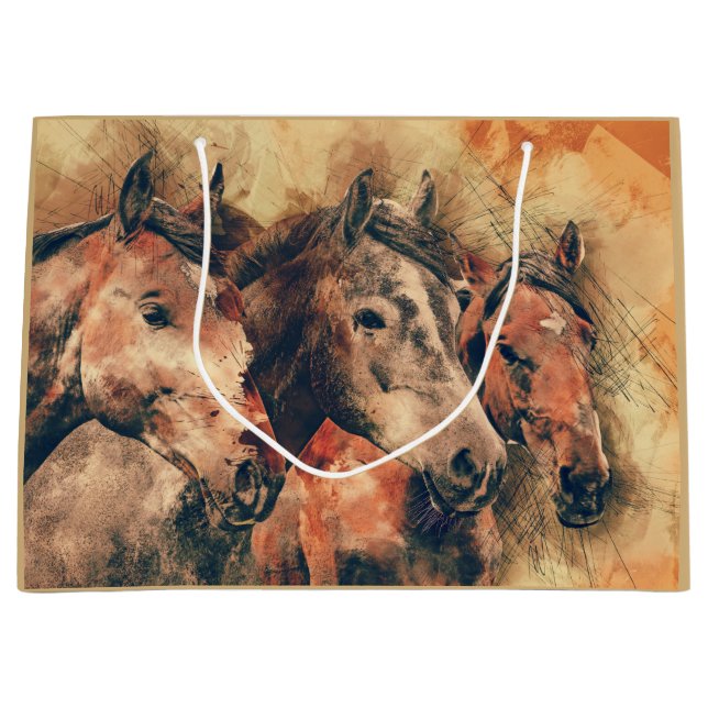 Hästar Konstnärlig vattenfärgsfärgning, dekorativ (Framsidan)