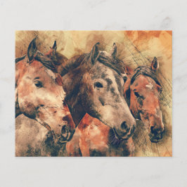 Hästar Konstnärlig vattenfärgsfärgning, dekorativ Flygblad