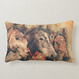 Hästar Konstnärlig vattenfärgsfärgning, dekorativ Lumbarkudde