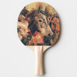 Hästar Konstnärlig vattenfärgsfärgning, dekorativ Pingisracket