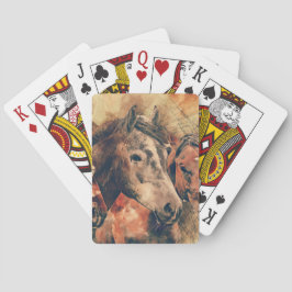 Hästar Konstnärlig vattenfärgsfärgning, dekorativ Spel Kort