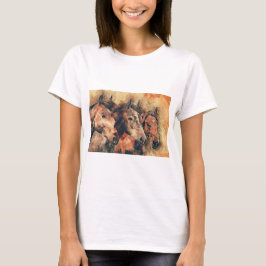 Hästar Konstnärlig vattenfärgsfärgning, dekorativ T-shirt