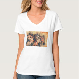 Hästar Konstnärlig vattenfärgsfärgning, dekorativ T-shirt