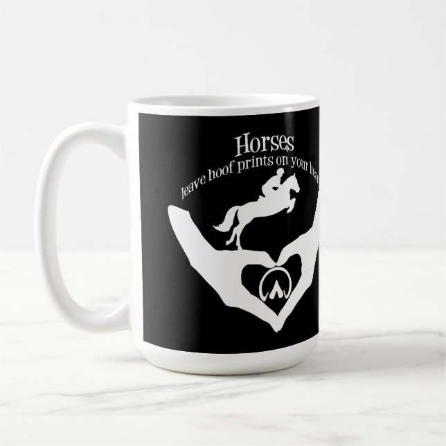 Hästar Lämnar hoof Prints på hjärtat Kaffemugg (Vänster)