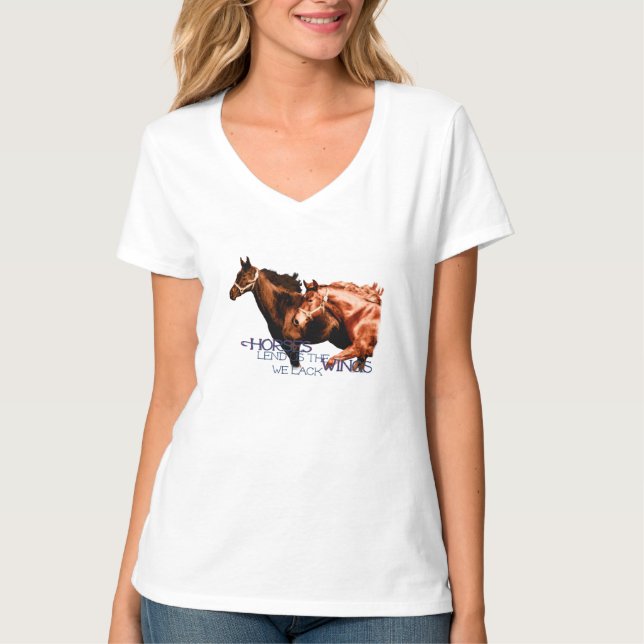 Hästar lånar oss vingar som vi saknar tee shirt (Framsida)