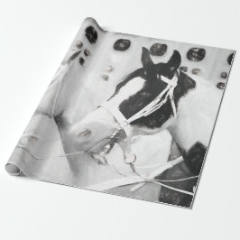 Hästar Land Rustic Black and White Western Presentpapper