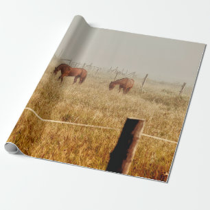 Hästar Land Rustic Brown Decoupage Presentpapper